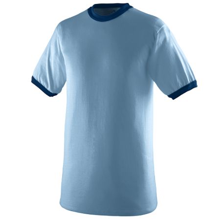Augusta 710A Ringer T-Shirt- Light Blue and Navy- 2X