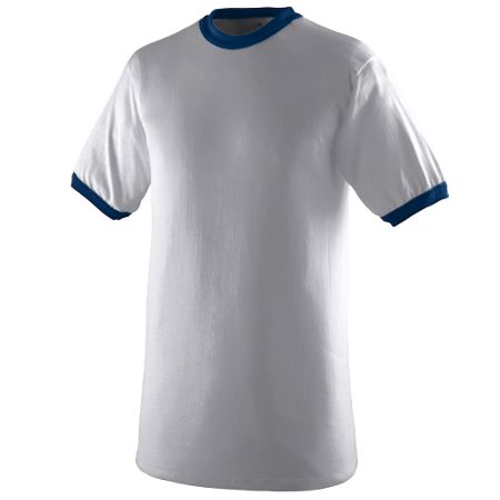 Augusta 711A Youth Ringer T-Shirt- Athletic Heather and Navy- Medium