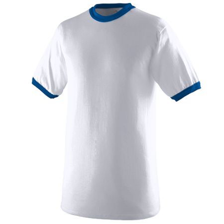 Augusta 711A Youth Ringer T-Shirt- White and Royal- Small