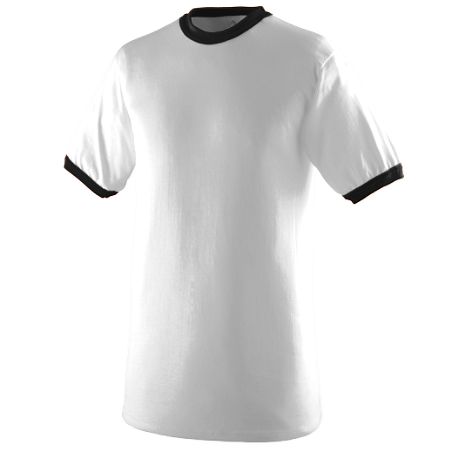 Augusta 711A Youth Ringer T-Shirt- White and Black- Medium
