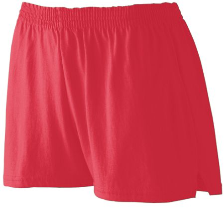 Augusta 988A Girls Trim Fit Jersey Short- Red- Extra Small