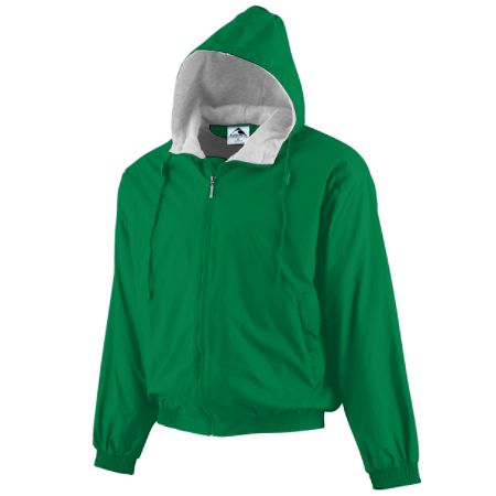 Augusta 3280A Hooded Fleece Lined Taffeta Jacket- Kelly- Small