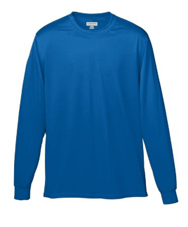 Augusta 788A Adult Wicking Long Sleeve Tee- Royal Blue - Medium