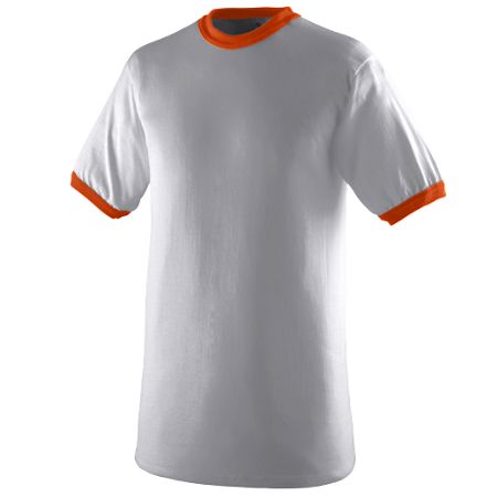 Augusta 710A Ringer T-Shirt- Athletic Heather & Orange - Small