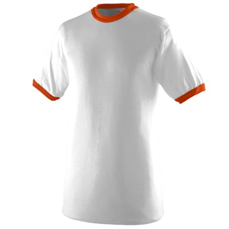 710A Ringer T-Shirt, White & Orange - 2X