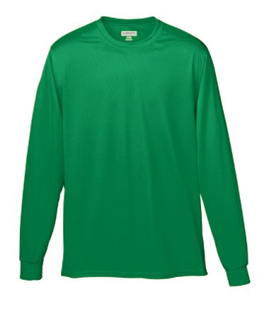 Augusta 788A Adult Wicking Long Sleeve Tee- Kelly- Small