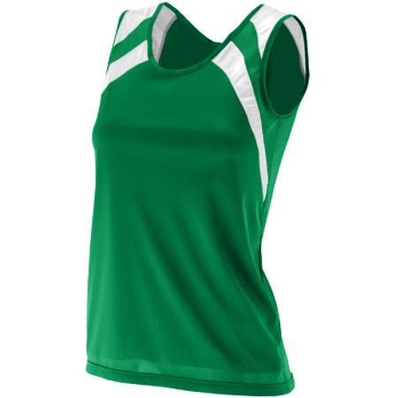 Picture of Augusta 313A Ladies Wicking Tank With Shoulder Insert&#44; Kelly and White&#44; XS