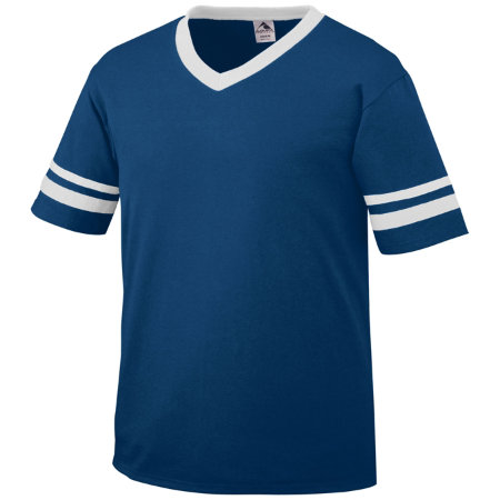 Augusta 360A Adult Sleeve Stripe Jersey - Navy & White- Medium