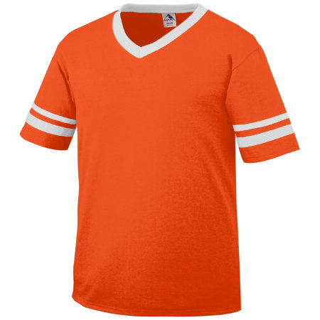 Augusta 360A Adult Sleeve Stripe Jersey - Orange & White- Medium