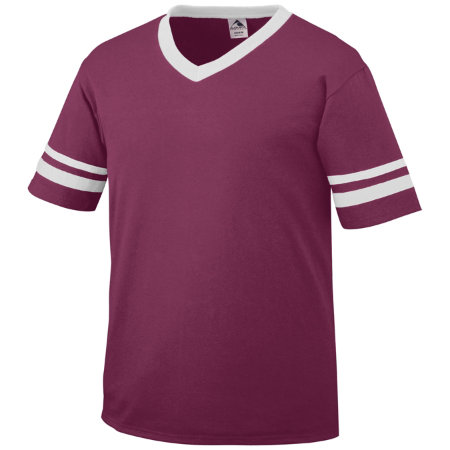 Augusta 360A Adult Sleeve Stripe Jersey - Maroon & White- Large