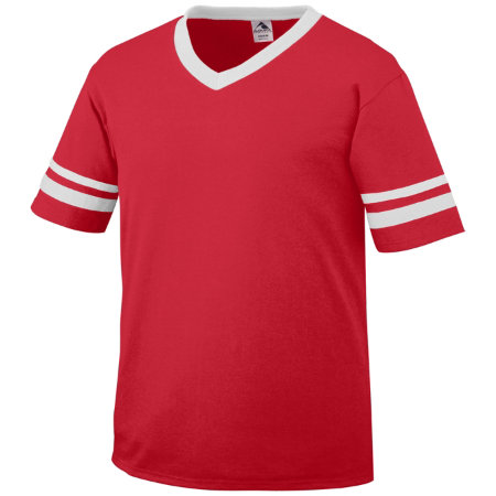 Augusta 360A Adult Sleeve Stripe Jersey - Red & White- Medium