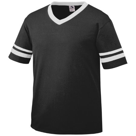 Augusta 360A Adult Sleeve Stripe Jersey - Black & White- Large