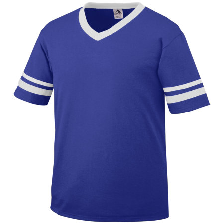 Augusta 360A Adult Sleeve Stripe Jersey - Purple & White- 2X