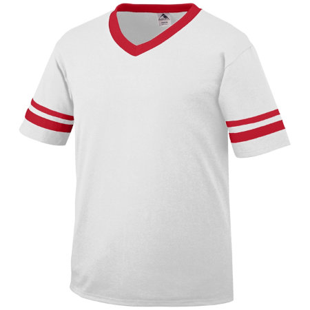 Augusta 361A Youth Sleeve Stripe Jersey - White & Red- Medium