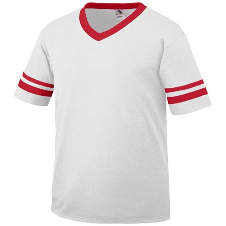 Augusta 361A Youth Sleeve Stripe Jersey - White & Red- Large