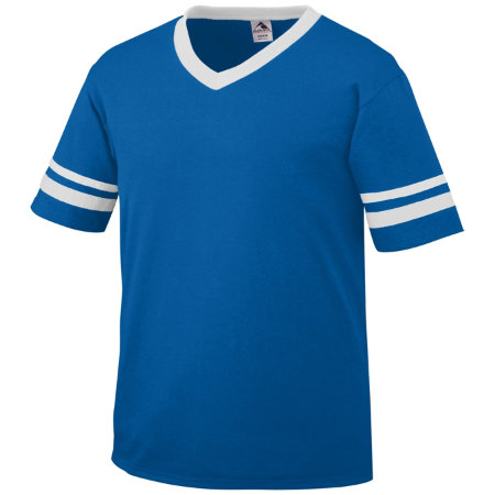 Augusta 361A Youth Sleeve Stripe Jersey - Royal & White- Small