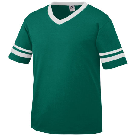 Augusta 361A Youth Sleeve Stripe Jersey - Dark Green & White- Medium