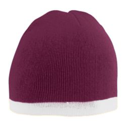 Picture of Augusta 6820A Two-Tone Knit Beanie- Maroon & White - All