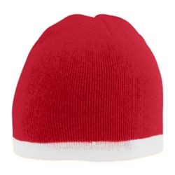 Picture of Augusta 6820A Two-Tone Knit Beanie- Red & White - All