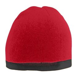 Picture of Augusta 6820A Two-Tone Knit Beanie- Red & Black - All