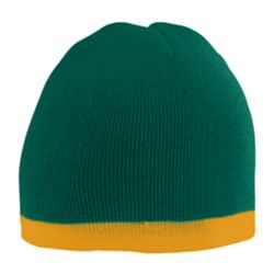 Picture of Augusta 6820A Two-Tone Knit Beanie- Dark Green & Gold - All