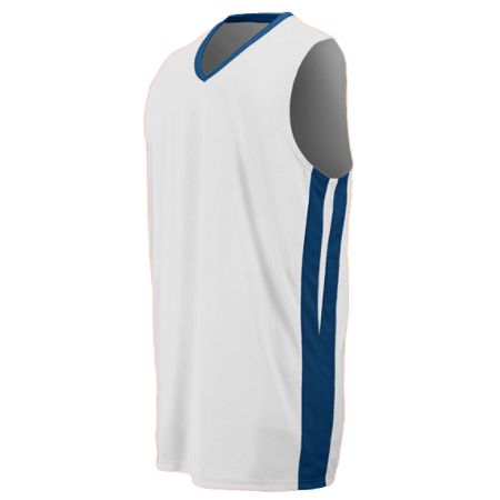 Picture of Augusta 1040A Triple-Double Game Jersey&#44; White and Navy&#44; Small