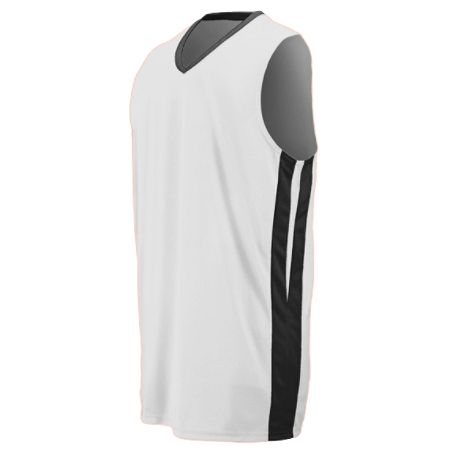 Picture of Augusta 1041A Youth Triple-Double Game Jersey - White & Black&#44; Medium
