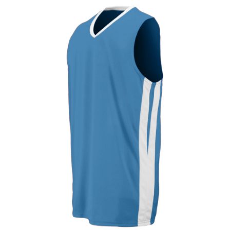 Picture of Augusta 1041A Youth Triple-Double Game Jersey - Columbia Blue & White- Medium