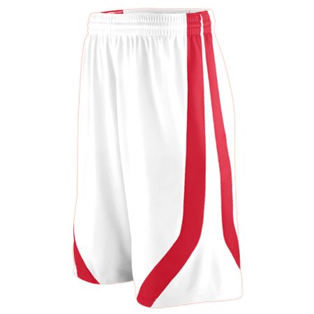 Picture of Augusta 1046A Youth Triple-Double Game Short - White & Red- Medium