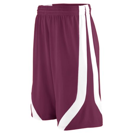 Picture of Augusta 1046A Youth Triple-Double Game Short - Maroon & White&#44; Medium