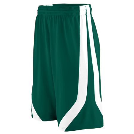 Picture of Augusta 1046A Youth Triple-Double Game Short - Dark Green & White- Small