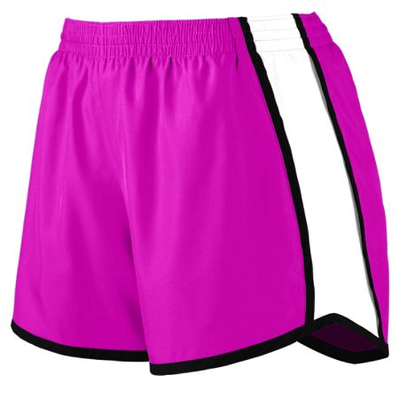 Augusta 1265A Ladies Pulse Team Short- Power Pink- White & Black - 2X
