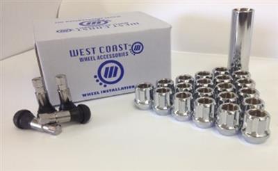 WHEEL INSTALLATION KIT 5 Lug Kit 916 Inch x 18 Thread Size 60 Degree Conical Acorn Open End Chr