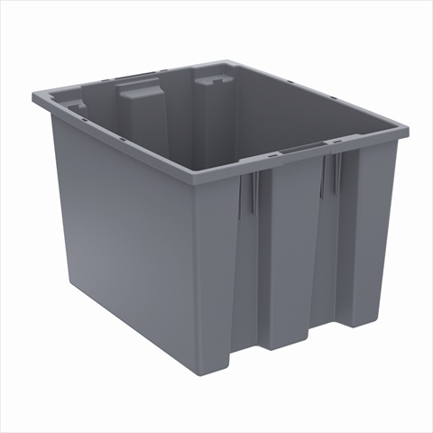 Stack & Nest Storage Container, 12.9 gal, 19-1/2 in L x 15-1/2 in W x 13 in H, Gray