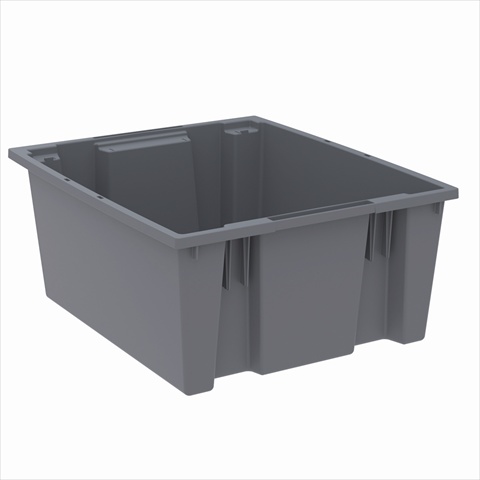 Stack & Nest Storage Container, 15 gal, 23-1/2 in L x 19-1/2 in W x 10 in H, Gray