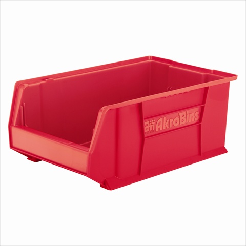 Storage Bin, Plastic, Red, 8 in H, 12 3/8 in W, 20 in L