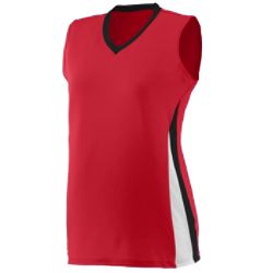 1355A Ladies Tornado Jersey - Red, Black & White, XL