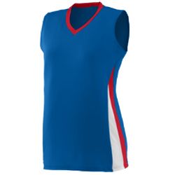 Augusta 1355A Ladies Tornado Jersey - Royal- Red & White- XL