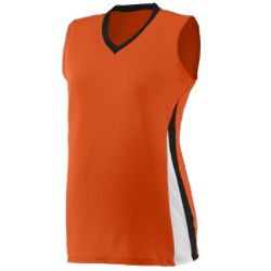 1355A Ladies Tornado Jersey - Orange, Black & White, Large
