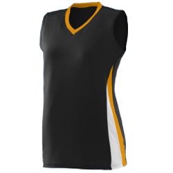 Augusta 1355A Ladies Tornado Jersey - Black- Gold & White- Medium