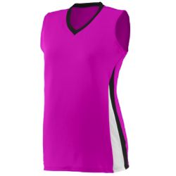 1355A Ladies Tornado Jersey - Power Pink, Black & White, XL
