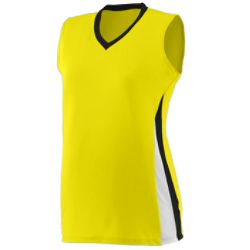 1355A Ladies Tornado Jersey - Power Yellow, Black & White, 2X