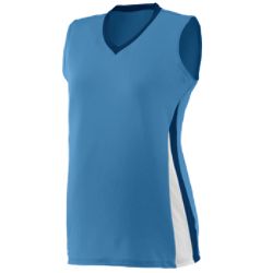 Augusta 1355A Ladies Tornado Jersey - Columbia Blue- Navy & White- XL