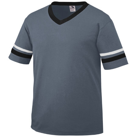 360A Adult Sleeve Stripe Jersey, Graphite, Black, White - 2X