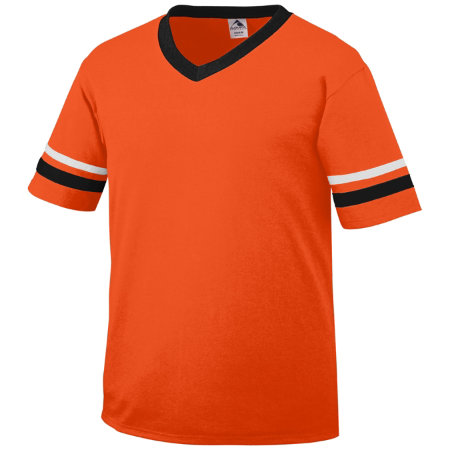 Augusta 360A Adult Sleeve Stripe Jersey- Orange- Black- White - Medium