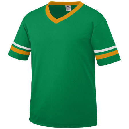 360A Adult Sleeve Stripe Jersey, Kelly, Gold, White - Small