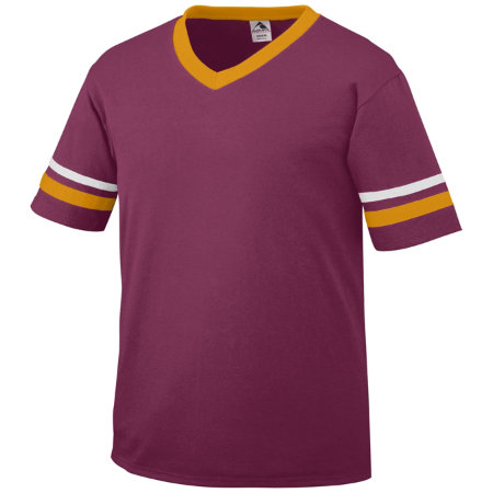 Augusta 360A Adult Sleeve Stripe Jersey- Maroon- Gold- White - Medium