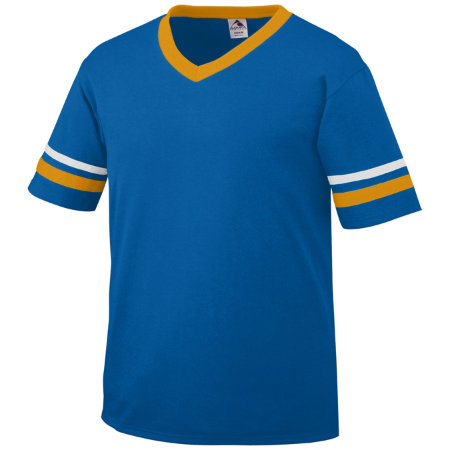360A Adult Sleeve Stripe Jersey, Royal, Gold, White - Extra Large