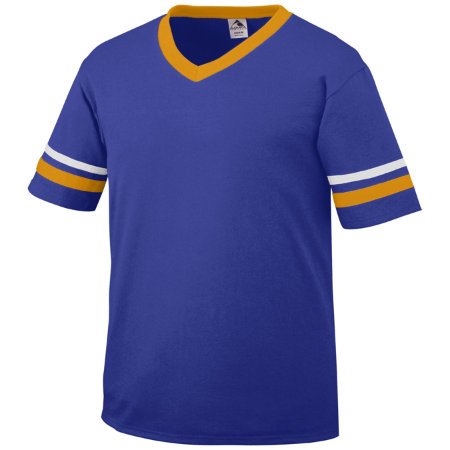 Augusta 360A Adult Sleeve Stripe Jersey- Purple- Gold- White - Medium