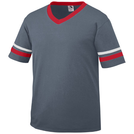 361A Youth Sleeve Stripe Jersey, Graphite, Red, White - Small